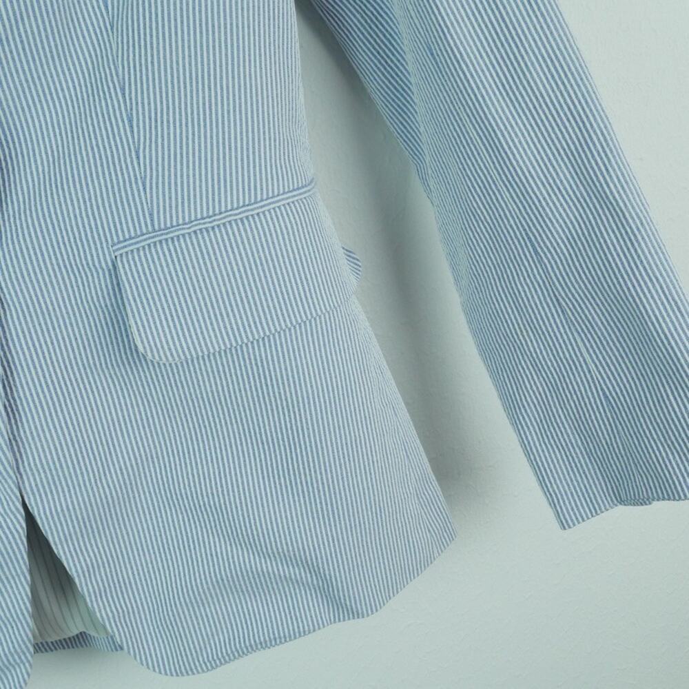 Veronica Beard Dickey Blazer Size 0 Seersucker Blue White Stripe Preppy Timeless - Picture 5 of 13